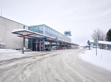 Kuopio Airport main entrance at winter.
