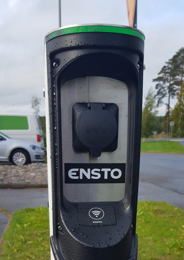 Electric car charging station at Kuopio airport