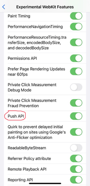 Look for 'Push API' in the menu.