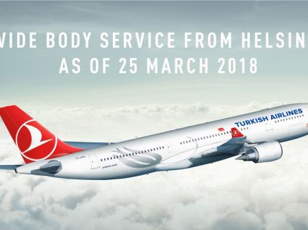 Turkish Airlines wide body service from Helsinki as of 25 March