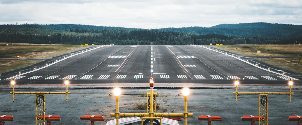 Picture of a runways with lit runways lights